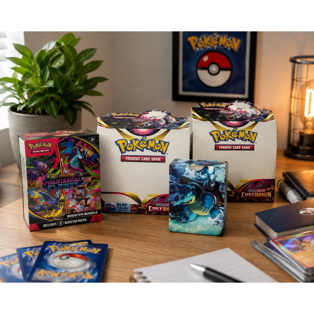 Lot of 4 Empty‎ Pokemon TCG Boxes Phantasmal Flames Lost Origin Blastoise